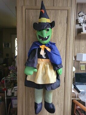 VINTAGE 90S Y2K GOFFA JUMBO WITCH 58" Life-size Plush HALLOWEEN Deco Door Hanger